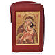 Daily Prayer cover in burgundy leather with image of Our Lady of Vladimir s1