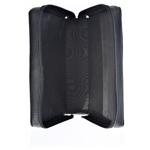 Daily Prayer cover in black leather with image of Our Lady of Kiko with zip 3