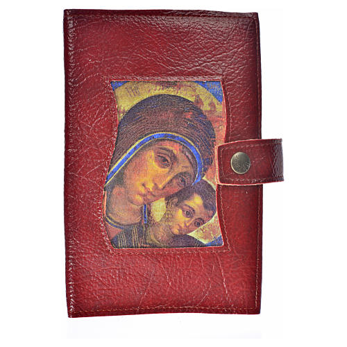 Daily Prayer cover in bordeaux bonded leather, Mother of God 1