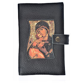 Daily Prayer cover in black leather, Madonna with Child