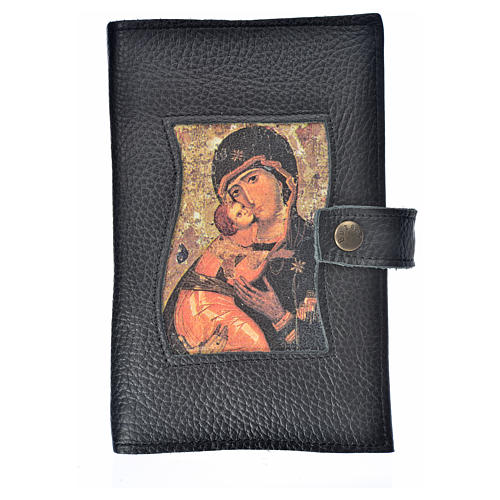 Daily Prayer cover in black leather, Madonna with Child 1