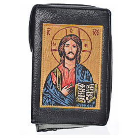 Catholic Bible Anglicised cover black bonded leather, Christ Pantocrator with open book image