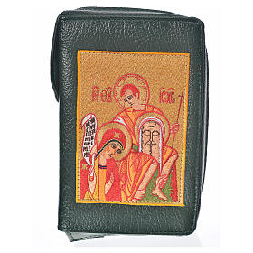 Catholic Bible Anglicised cover green bonded leather with the Holy Family of Kiko
