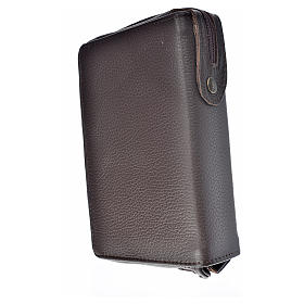 Leather cover for Catholic Bible Anglicized edition with zip, Mother of Tenderness, dark brown