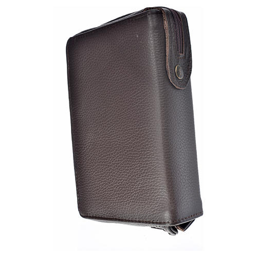 Leather cover for Catholic Bible Anglicized edition with zip, Mother of Tenderness, dark brown 2