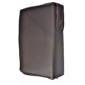 Leather cover for Catholic Bible Anglicized edition with zip, Madonna and Child, dark brown
