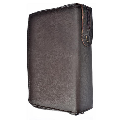 Leather cover for Catholic Bible Anglicized edition with zip, Madonna and Child, dark brown 2