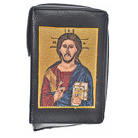 Cover in bonded leather for Catholic Bible Anglicized edition with zip, Pantocrator, black