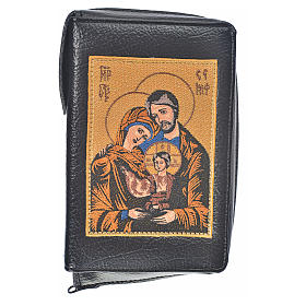 Cover in bonded leather for Catholic Bible Anglicized edition with zip, Holy Family, black