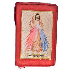 Leather cover for Catholic Bible Anglicized edition with zip, Divine Mercy, bordeaux