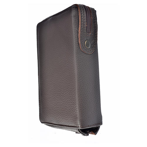 Cover in leather for Catholic Bible Anglicized edition with zip, Holy Family, dark brown 2
