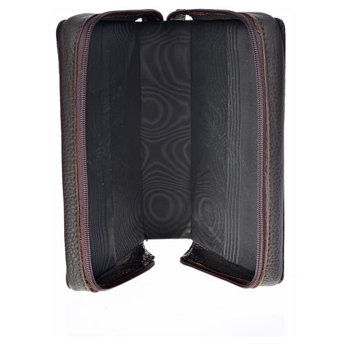 Cover in leather for Catholic Bible Anglicized edition with zip, Holy Family, dark brown 3
