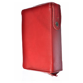 Leather cover for Catholic Bible Anglicized edition with zip, Holy Family, bordeaux