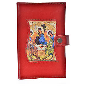 Catholic Bible cover burgundy leather Holy Trinity