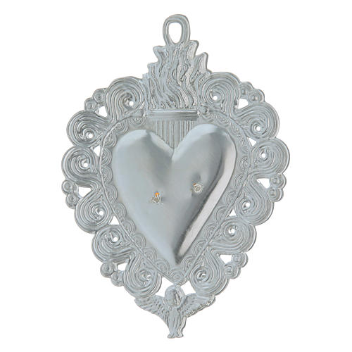 Ex-voto, Votive heart with angel 9.5x7.5cm 2