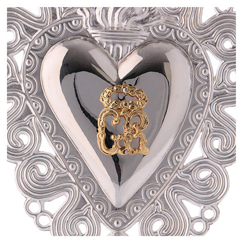 Ex-voto, Votive heart with flame and angel 15x11cm 2