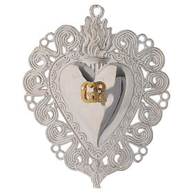 Ex-voto, Votive heart with flame and angel 11.5x8.5cm