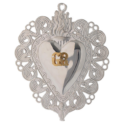 Ex-voto, Votive heart with flame and angel 11.5x8.5cm 1