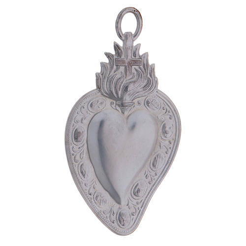 Exvoto Corazón cruz y llama 8.5 x 4.5 cm. 2