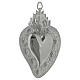 Ex-voto, Votive heart with cross and flame 13.5x8cm s1