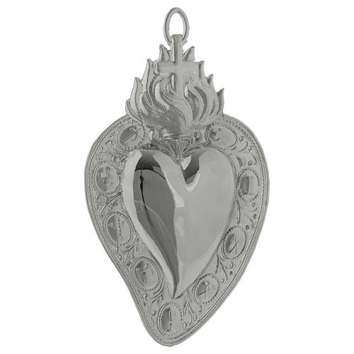 Ex-voto, Votive heart with cross and flame 13.5x8cm 1