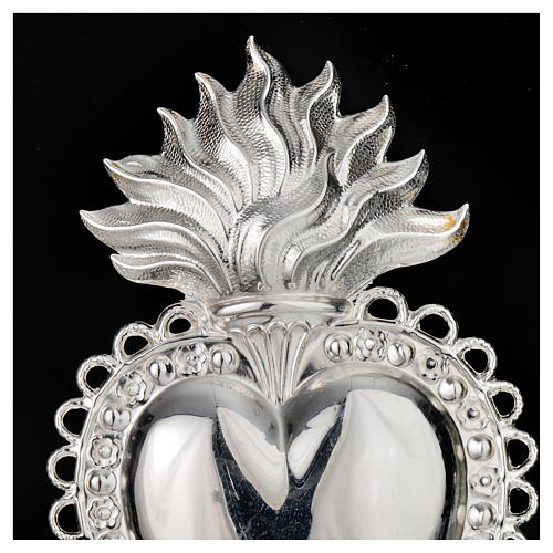 Votive sacred heart with floral decoration 11.5x7cm 2