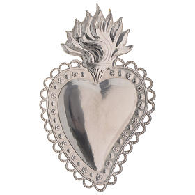 Votive sacred heart with floral decoration 16x10cm
