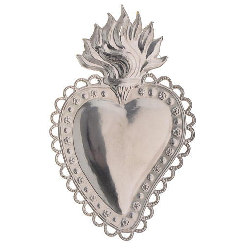 Votive sacred heart with floral decoration 16x10cm 2