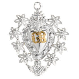 Exvotos: Corazón votivo flores 11 x 8,5 cm.
