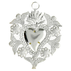 Votive sacred heart with Marian symbol 15x11cm