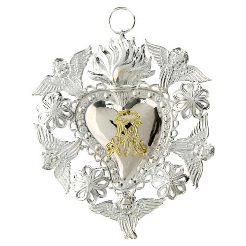 Votive sacred heart with Marian symbol 15x11cm 1