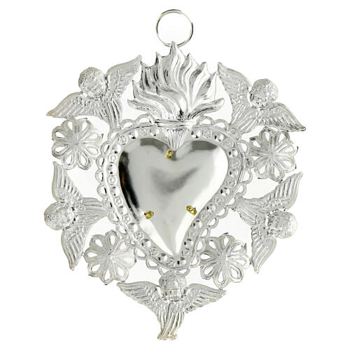 Votive sacred heart with Marian symbol 15x11cm 2