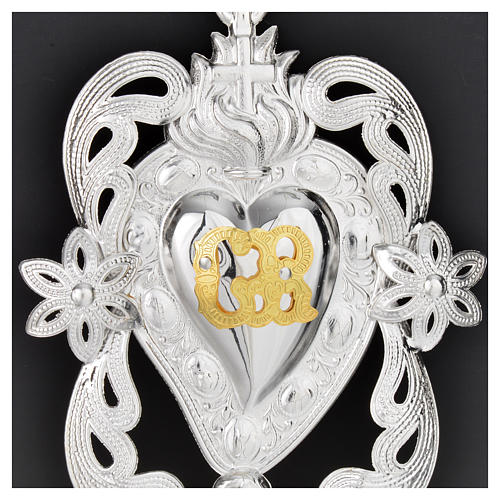 Votive sacred heart with angel and flowers 11x8cm 2