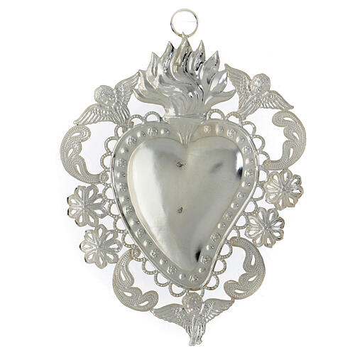 Votive sacred heart with filigree 14x20cm 2