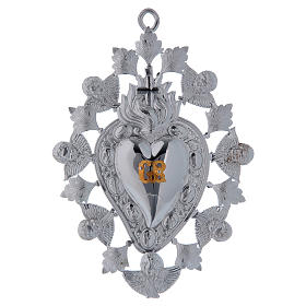 Ex-Voto: Ex-voto en coeur flamme ange 13x20 cm