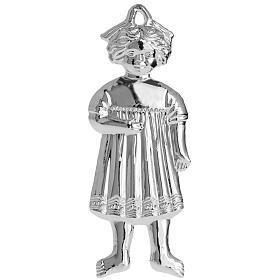 Ex-voto, little girl in sterling silver or metal, 13cm