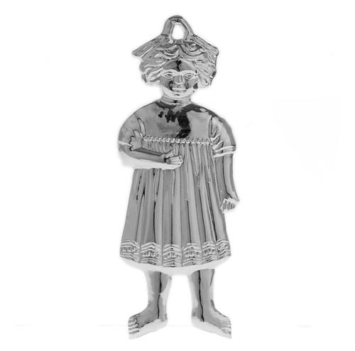 Ex-voto, little girl in sterling silver or metal, 13cm 1