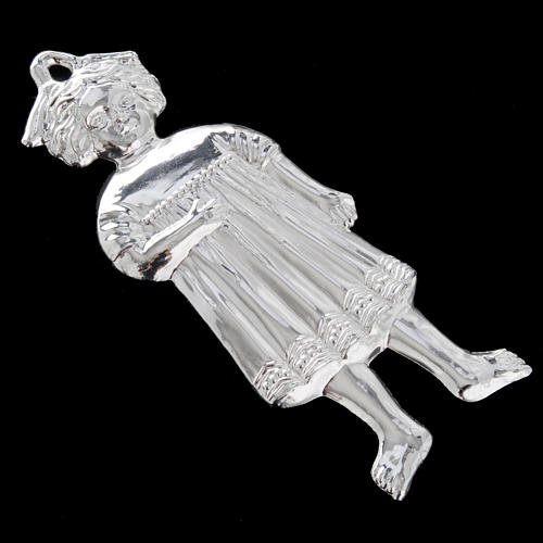 Ex-voto, little girl in sterling silver or metal, 13cm 7