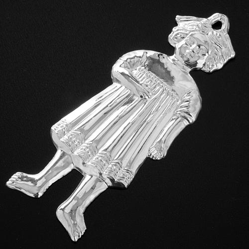 Ex-voto, little girl in sterling silver or metal, 13cm 4