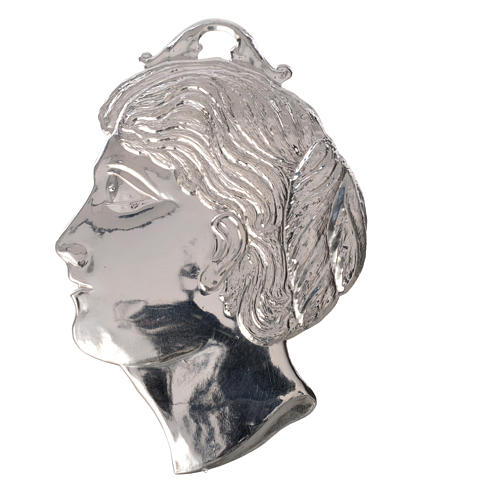 Ex-voto, woman head in sterling silver or metal, 14cm 1
