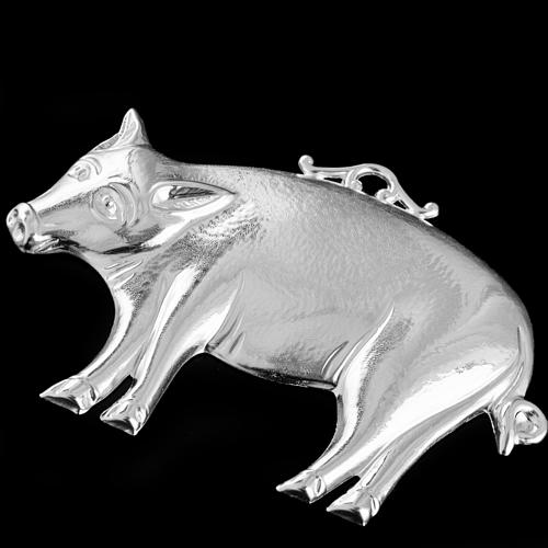 Ex-voto, pig in sterling silver or metal, 10 x 6cm 2