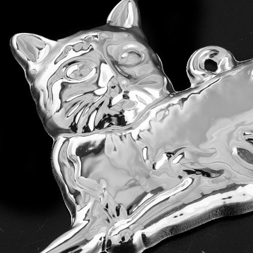 ExVoto gatto sdraiato argento 925 o metallo 12x6 cm 2