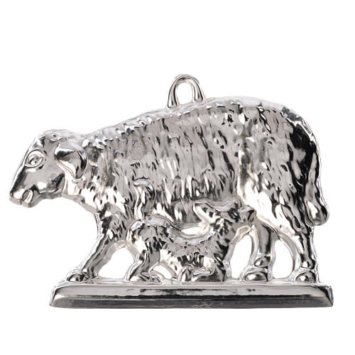Ex-voto, sheep and lamb in sterling silver or metal, 11 x 7cm 1
