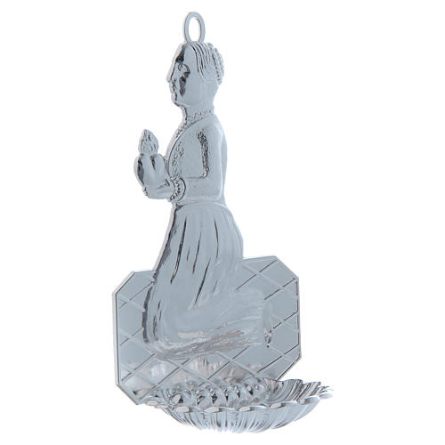 STOCK Holy water font in metal, praying woman 12 cm 2