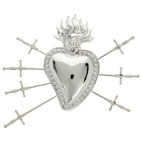 Votive heart, seven swords, metal, 17x21 cm