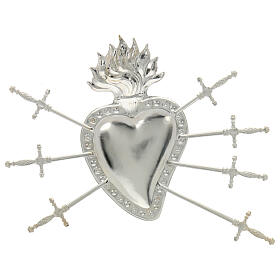 Votive heart, seven swords, metal, 17x21 cm