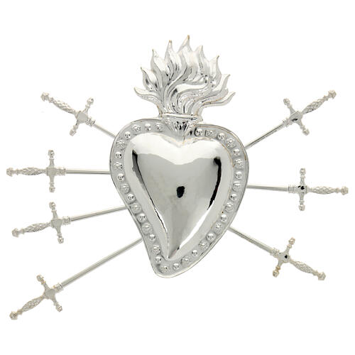 Votive heart, seven swords, metal, 17x21 cm 1
