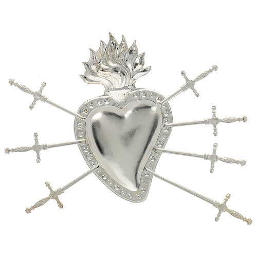 Corazón votivo 7 espadas metal 17x21 cm 2