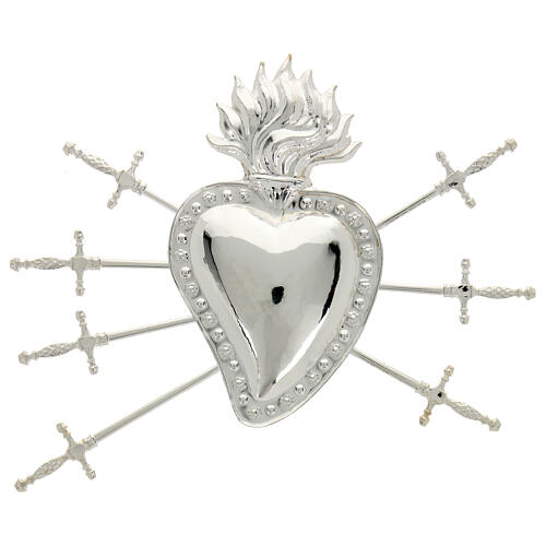 Votive heart 7 metal swords 17x21 cm 1