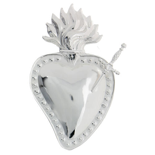 Ex-voto, heart with sword, metal, 15x10 cm 1